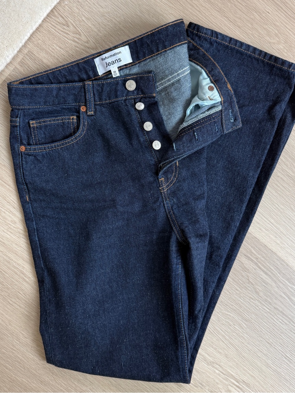 Reformation Cynthia high jean - size 28, dark blue wash